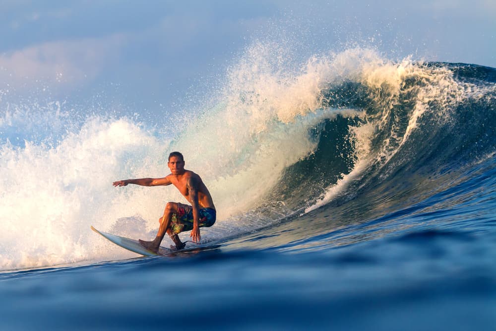 Surfing. Catching a wave